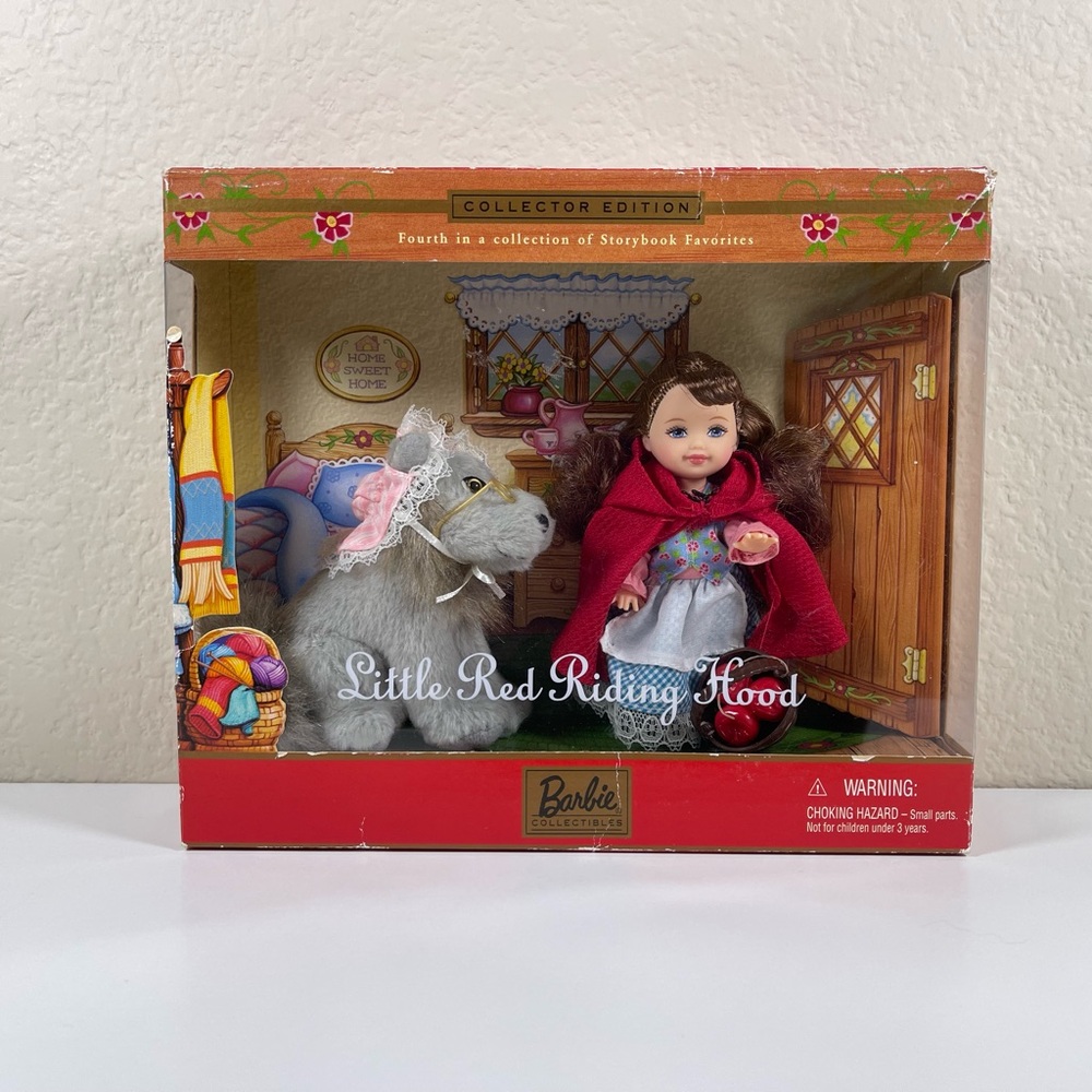 NIB - Barbie Storybook Collection Little Red Riding Hood Doll w/ Red Cape & Wolf